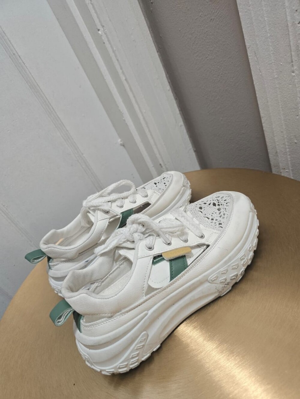 Suquan Women's White Breathable Chunky Platform Sneakers Low Top Size EU 39 US 8 - Picture 3 of 8
